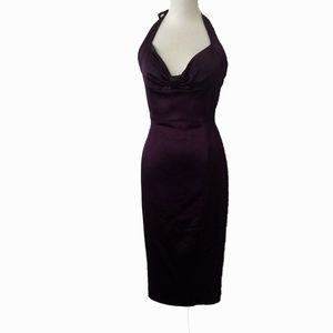 Bebe Purple Stretchy Midi Dress Halter neckline